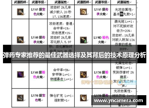 弹药专家推荐的最佳武器选择及其背后的技术原理分析